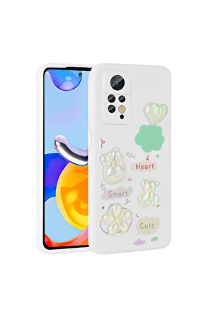 Xiaomi Redmi Note 12 Pro 4G Uyumlu Kılıf Kabartma Figürlü Parlak Zore Toys Silikon Kapak Beyaz