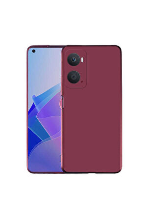Oppo A96 4G Uyumlu Kılıf Zore Premier Silikon Kapak Mürdüm