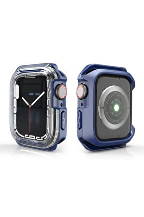 Apple Watch 40mm Uyumlu Zore Watch Gard 08 Sert PC + Silikon Koruyucu Mavi