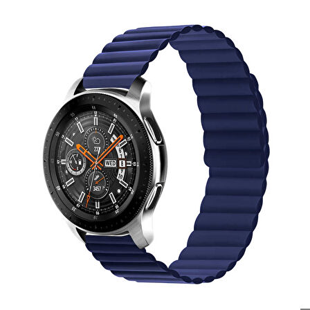 Samsung Galaxy Watch 42mm Uyumlu Kordon Suni Deri Yumuşak Soft Yüzey KRD-52 Kayış Lacivert