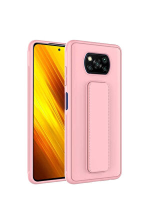 Xiaomi Poco X3 Uyumlu Kılıf Zore Qstand Kapak Pembe