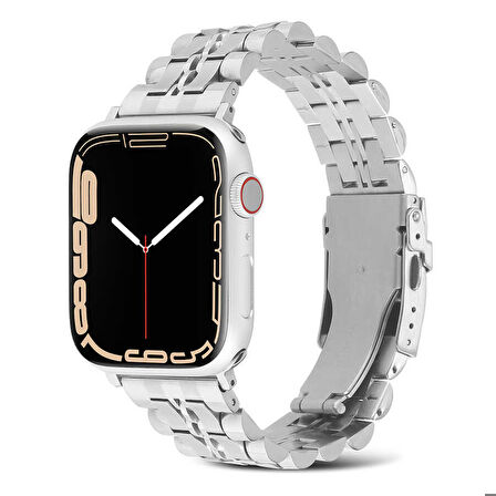 Apple Watch 44mm Uyumlu KRD-54 Metal Kordon Gümüş