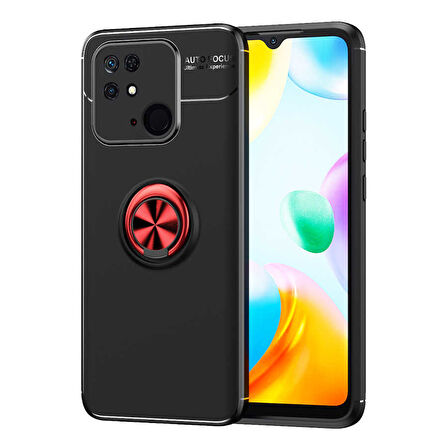 Xiaomi Poco C40 Uyumlu Kılıf Zore Ravel Silikon Kapak Siyah-Kırmızı