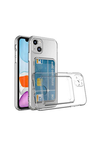 Apple iPhone 13 Uyumlu Kılıf Kartlıklı Şeffaf Zore Setra Clear Silikon Kapak
