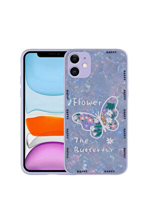 Apple iPhone 11 Uyumlu Kılıf Desenli Sert Silikon Zore Mumila Kapak Lilac Flower