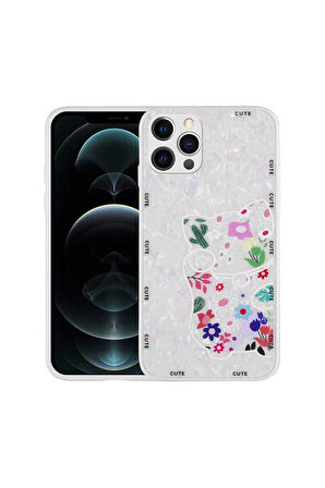 Apple iPhone 12 Pro Max Uyumlu Kılıf Desenli Sert Silikon Zore Mumila Kapak White Cat