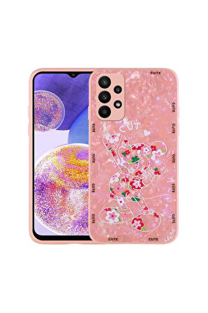 Samsung Galaxy A33 5G Uyumlu Kılıf Desenli Sert Silikon Zore Mumila Kapak Pink Mouse