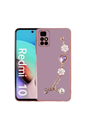 Xiaomi Redmi 10 Uyumlu Kılıf El Tutamaçlı Kamera Korumalı Zore Taka Silikon Kapak Mor