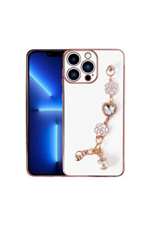 Apple iPhone 12 Pro Max Uyumlu Kılıf El Tutamaçlı Kamera Korumalı Zore Taka Silikon Kapak Beyaz