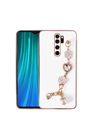 Xiaomi Redmi Note 8 Pro Uyumlu Kılıf El Tutamaçlı Kamera Korumalı Zore Taka Silikon Kapak Beyaz