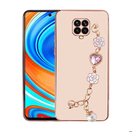Xiaomi Redmi Note 9S Uyumlu Kılıf El Tutamaçlı Kamera Korumalı Zore Taka Silikon Kapak Pembe