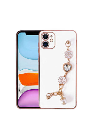 Apple iPhone 11 Uyumlu Kılıf El Tutamaçlı Kamera Korumalı Zore Taka Silikon Kapak Beyaz