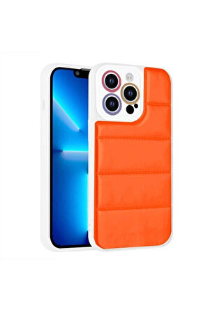 Apple iPhone 13 Pro Max Uyumlu Kılıf Kamera Korumalı Airbagli Renkli Zore Seksek Kapak Turuncu
