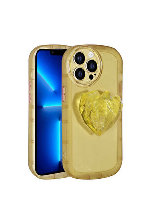 Apple iPhone 12 Pro Uyumlu Kılıf Kamera Korumalı Pop Soketli Renkli Zore Ofro Kapak Sarı