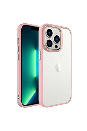 Apple iPhone 14 Pro Max Uyumlu Kılıf Zore Krom Kapak Pembe Açık