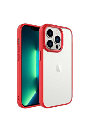 Apple iPhone 14 Pro Max Uyumlu Kılıf Zore Krom Kapak Kırmızı