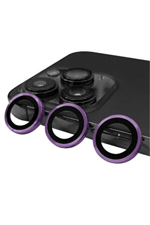 Apple iPhone 14 Pro Max Uyumlu CL-07 Kamera Lens Koruyucu Derin Mor