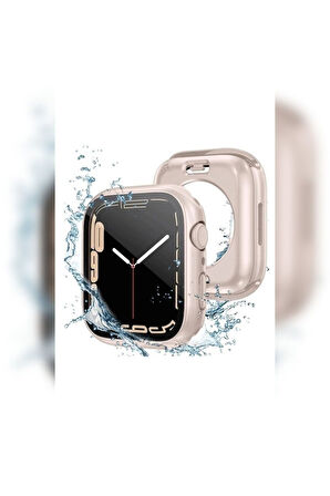 Apple Watch 7 41mm Uyumlu 360 Derece Korumalı Kasa ve Ekran Koruyucu Zore Watch Gard 12 Pembe