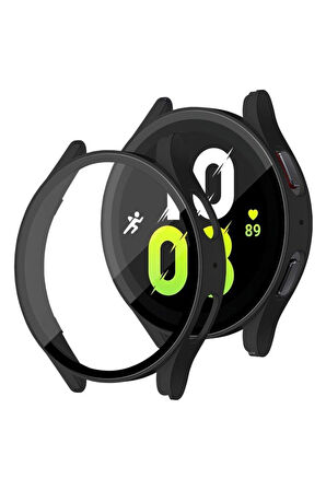 Samsung Galaxy Watch 5 40mm Uyumlu Sert PC Kasa ve Ekran Koruyucu Zore Watch Gard 14 Siyah