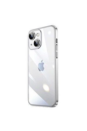 Apple iPhone 14 Uyumlu Kılıf Sert PC Renkli Çerçeveli Zore Riksos Kapak Gümüş