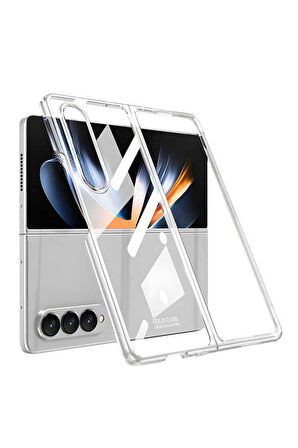 Samsung Galaxy Z Fold 4 Uyumlu Kılıf Zore Full Camlı Kıpta Kapak Renksiz