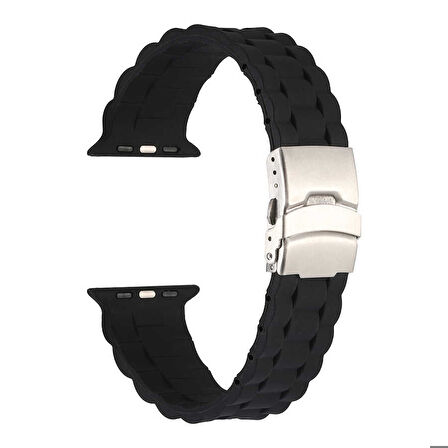 Apple Watch 44mm Uyumlu KRD-72 Silikon Kordon Siyah