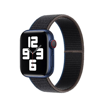Apple Watch Ultra 49mm Uyumlu Kordon Hasır Örgü Cırt Cırtlı Terletmeyen Zore KRD-03 Kumaş Kayış 65-Charcoal