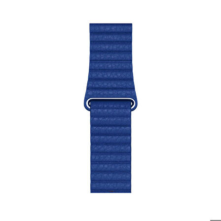 Apple Watch Ultra 49mm Uyumlu Kordon Suni Deri Bakla Tasarımlı KRD-09 Kayış Mavi