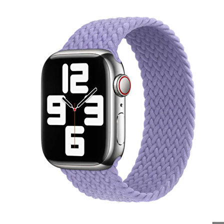Apple Watch Ultra 49mm Uyumlu Kordon Hasır Örgü Esnek KRD-32 Medium Strap Kayış Lila