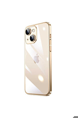 Apple iPhone 13 Uyumlu Kılıf Sert PC Renkli Çerçeveli Zore Riksos Kapak Gold