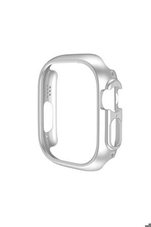 Apple Watch Ultra 49mm Uyumlu Sert PC Kasa Koruyucu Zore Watch Gard 18 Gümüş