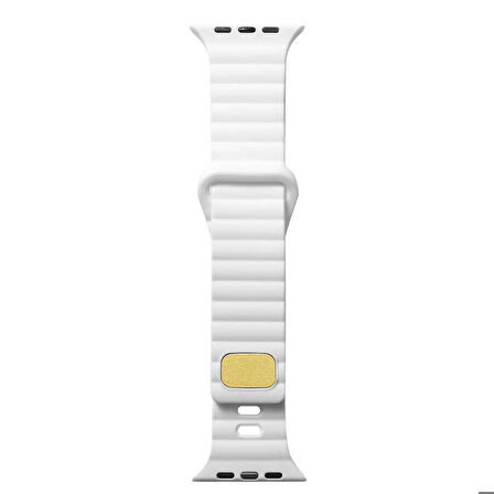 Apple Watch 38mm Uyumlu Kordon Silikon Soft Yüzey Metal Tokalı KRD-73 Kayış Beyaz