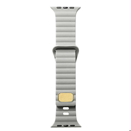 Apple Watch 40mm Uyumlu Kordon Silikon Soft Yüzey Metal Tokalı KRD-73 Kayış Krem