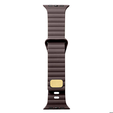 Apple Watch 42mm Uyumlu Kordon Silikon Soft Yüzey Metal Tokalı KRD-73 Kayış Kahverengi