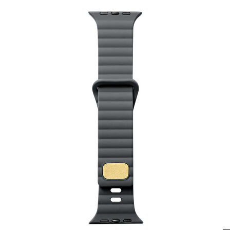 Apple Watch 44mm Uyumlu Kordon Silikon Soft Yüzey Metal Tokalı KRD-73 Kayış Gri