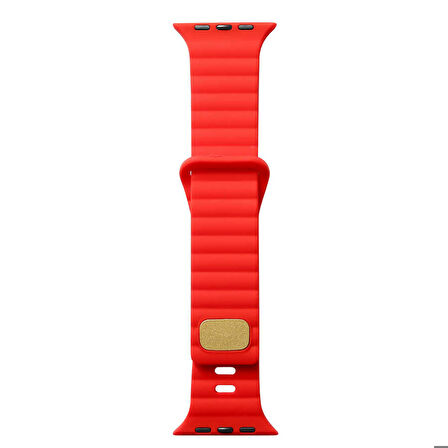 Apple Watch 7 45mm Uyumlu Kordon Silikon Soft Yüzey Metal Tokalı KRD-73 Kayış Kırmızı
