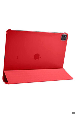 Apple iPad Pro 12.9 2022 M2 Uyumlu Zore Smart Cover Standlı 1-1 Kılıf Kırmızı