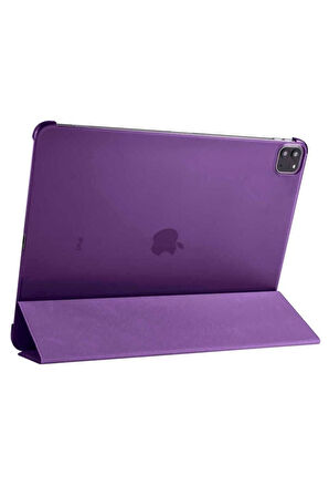 Apple iPad Pro 12.9 2022 M2 Uyumlu Zore Smart Cover Standlı 1-1 Kılıf Mor