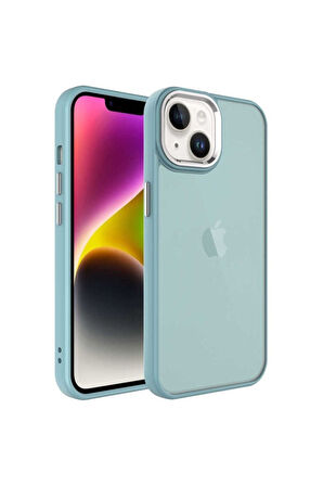 Apple iPhone 14 Uyumlu Kılıf Buzlu Sert PC Zore May Kapak Mavi