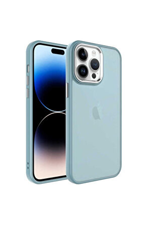 Apple iPhone 14 Pro Uyumlu Kılıf Buzlu Sert PC Zore May Kapak Mavi