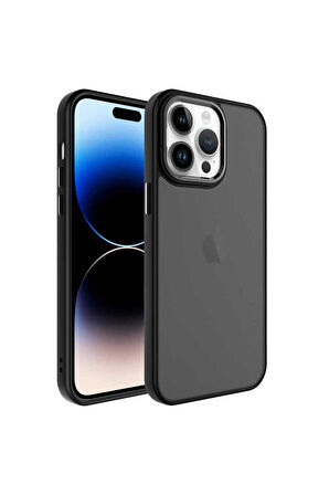 Apple iPhone 14 Pro Max Uyumlu Kılıf Buzlu Sert PC Zore May Kapak Siyah
