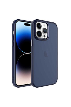 Apple iPhone 14 Pro Max Uyumlu Kılıf Buzlu Sert PC Zore May Kapak Lacivert