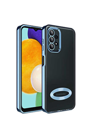 Samsung Galaxy A23 Uyumlu Kılıf Kamera Korumalı Logo Gösteren Zore Omega Kapak Sierra Mavi