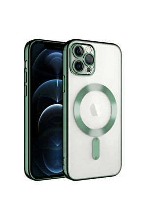 Apple iPhone 11 Pro Max Uyumlu Kılıf Kamera Korumalı Magsafe Wireless Şarj Özellikli Zore Demre Kapak Koyu Yeşil