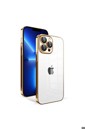 Apple iPhone 12 Pro Uyumlu Kılıf Kamera Korumalı Renkli Çerçeveli Zore Garaj Kapak Gold