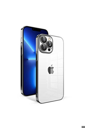 Apple iPhone 12 Pro Uyumlu Kılıf Kamera Korumalı Renkli Çerçeveli Zore Garaj Kapak Siyah