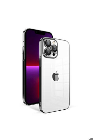 Apple iPhone 13 Pro Uyumlu Kılıf Kamera Korumalı Renkli Çerçeveli Zore Garaj Kapak Siyah