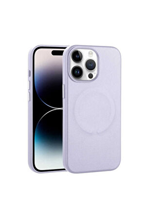 Apple iPhone 14 Pro Max Uyumlu Kılıf PU Deri Magsafe Wireless Şarj Özellikli Zore Derix Kapak Lila