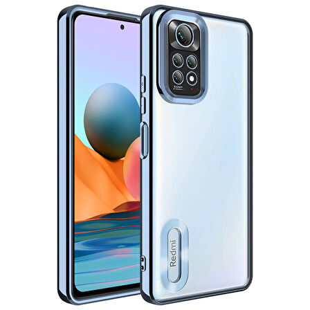 Xiaomi Redmi Note 11S Global Uyumlu Kılıf Kamera Korumalı Logo Gösteren Zore Omega Kapak Sierra Mavi