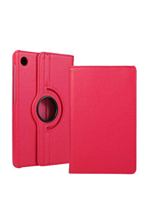 Lenovo Tab M10 Plus TB-125F - TB-128F 3. Jenerasyon Uyumlu Zore Dönebilen Standlı Kılıf Pembe Koyu